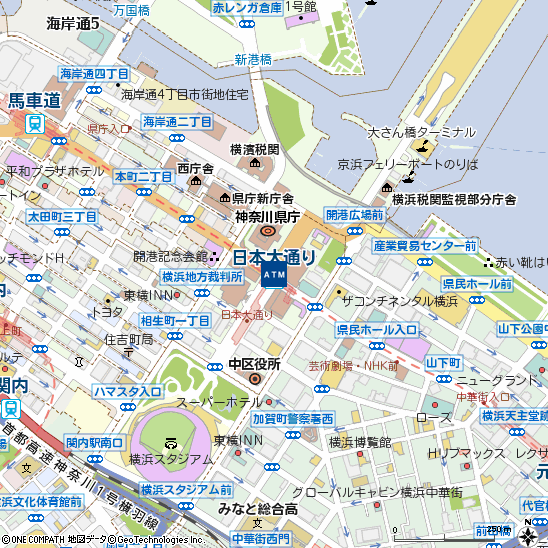 日本大通り駅付近の地図